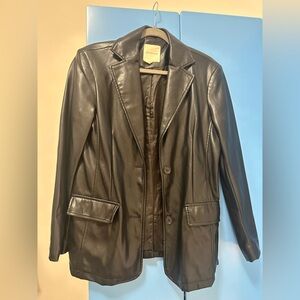 Women’s oversized Black Faux Leather Jacket Blazer